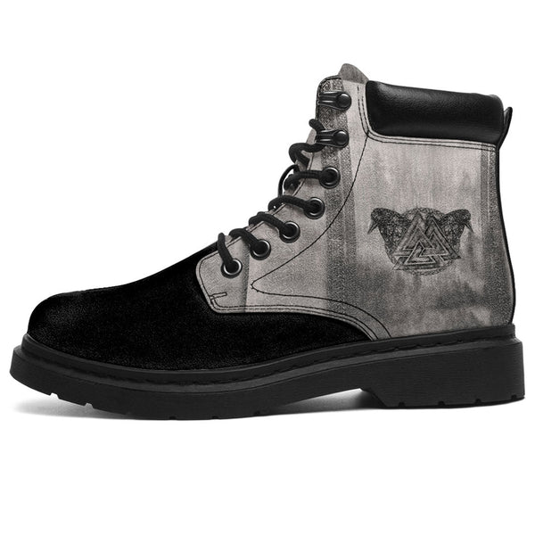 Viking All Season Boots Valknut Symbol and Ravens