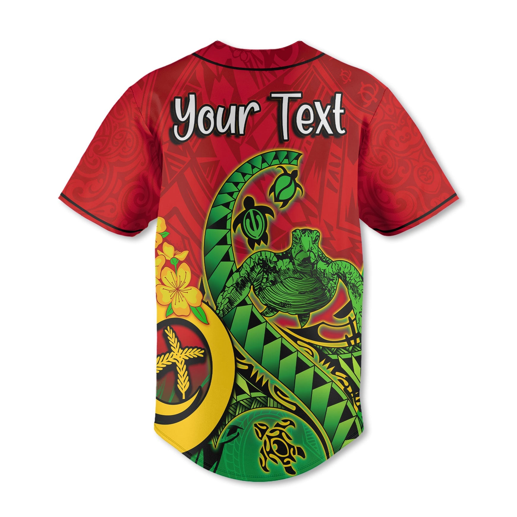 Custom Vanuatu Baseball Jersey Polynesian Happy Independence Day Turtle Wave