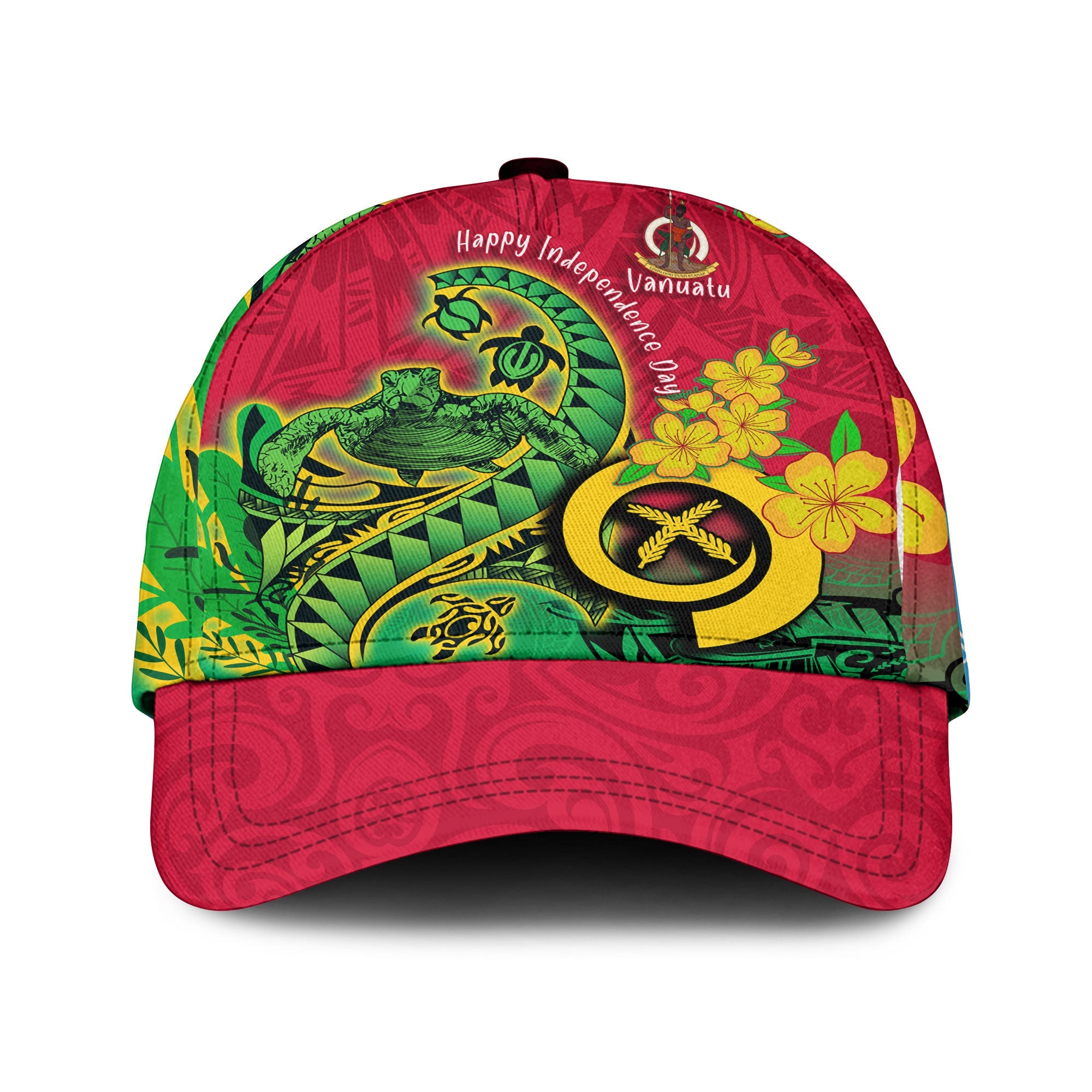 Custom Vanuatu Classic Cap Polynesian Happy Independence Day Turtle Wave