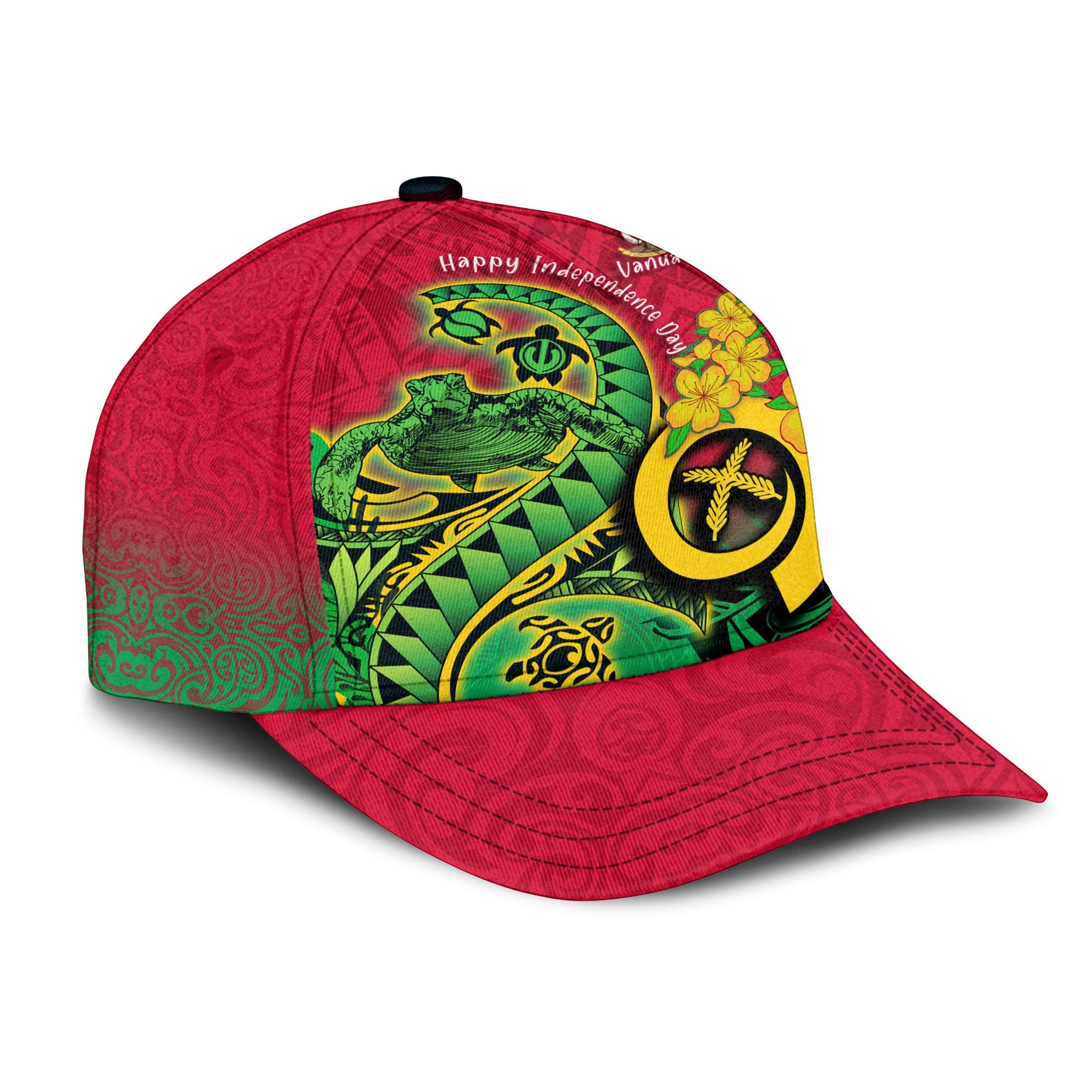 Custom Vanuatu Classic Cap Polynesian Happy Independence Day Turtle Wave