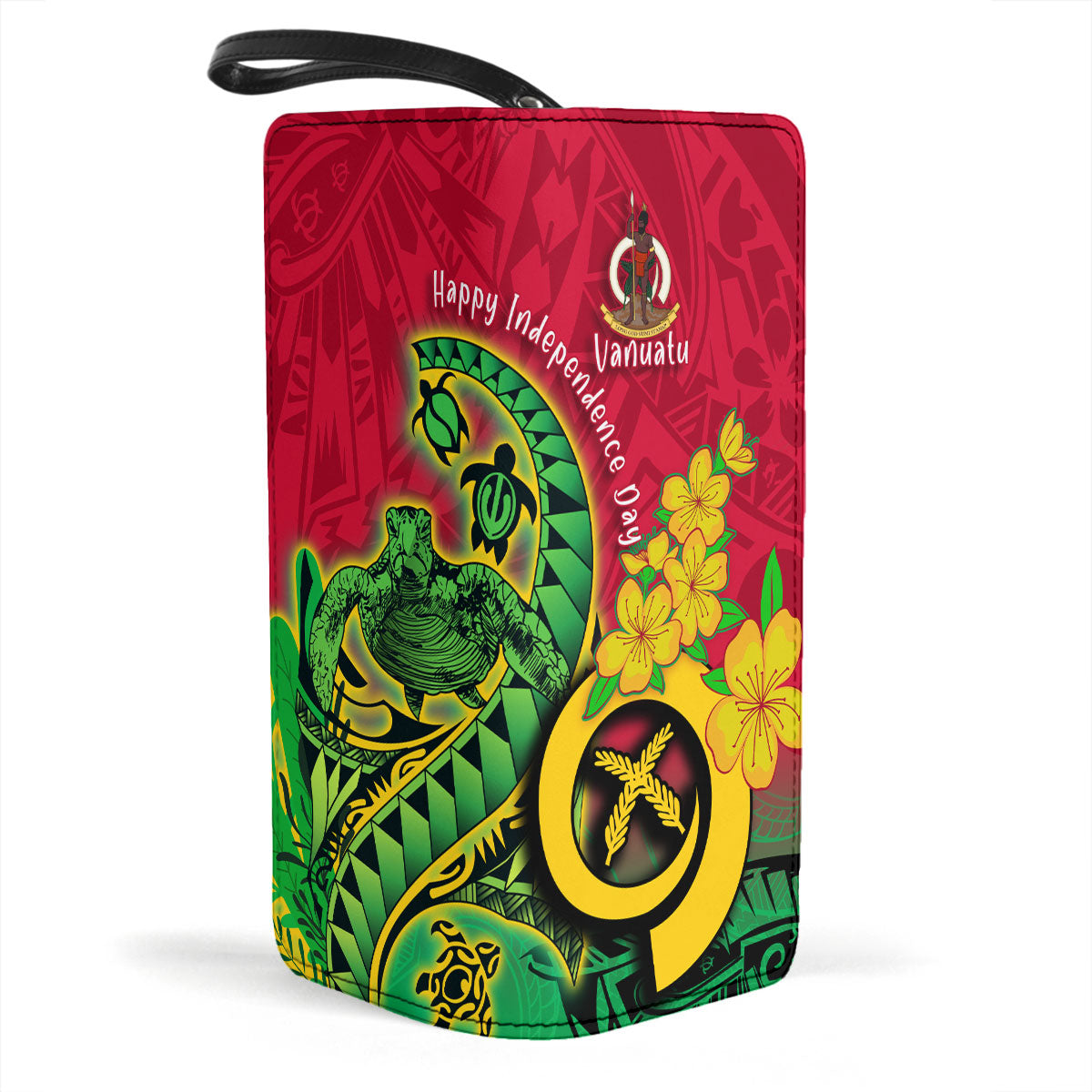 Custom Vanuatu Clutch Purse Polynesian Happy Independence Day Turtle Wave