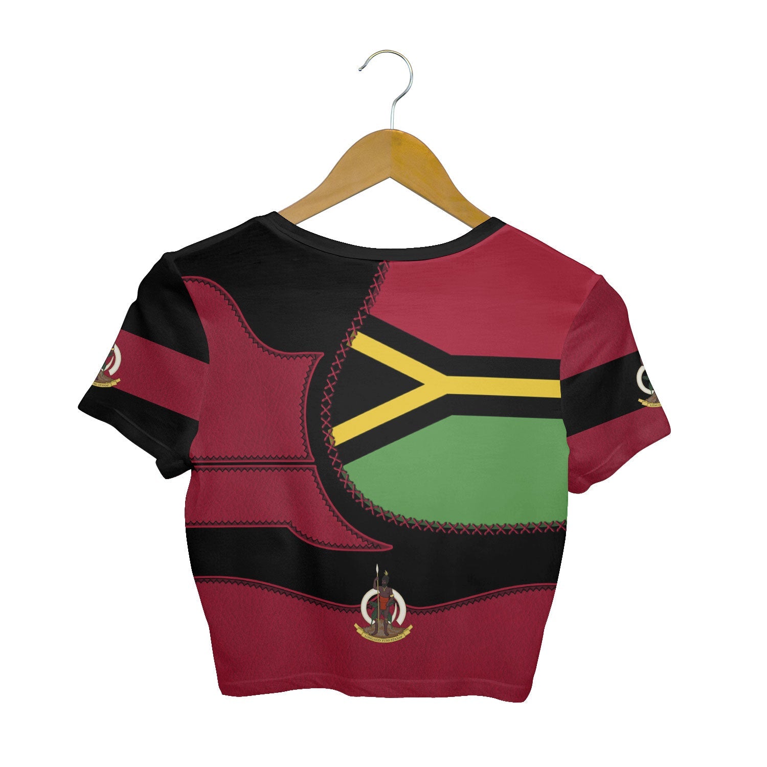 Vanuatu Crop Top T Shirt Flag & Coat Of Arms Leather Style