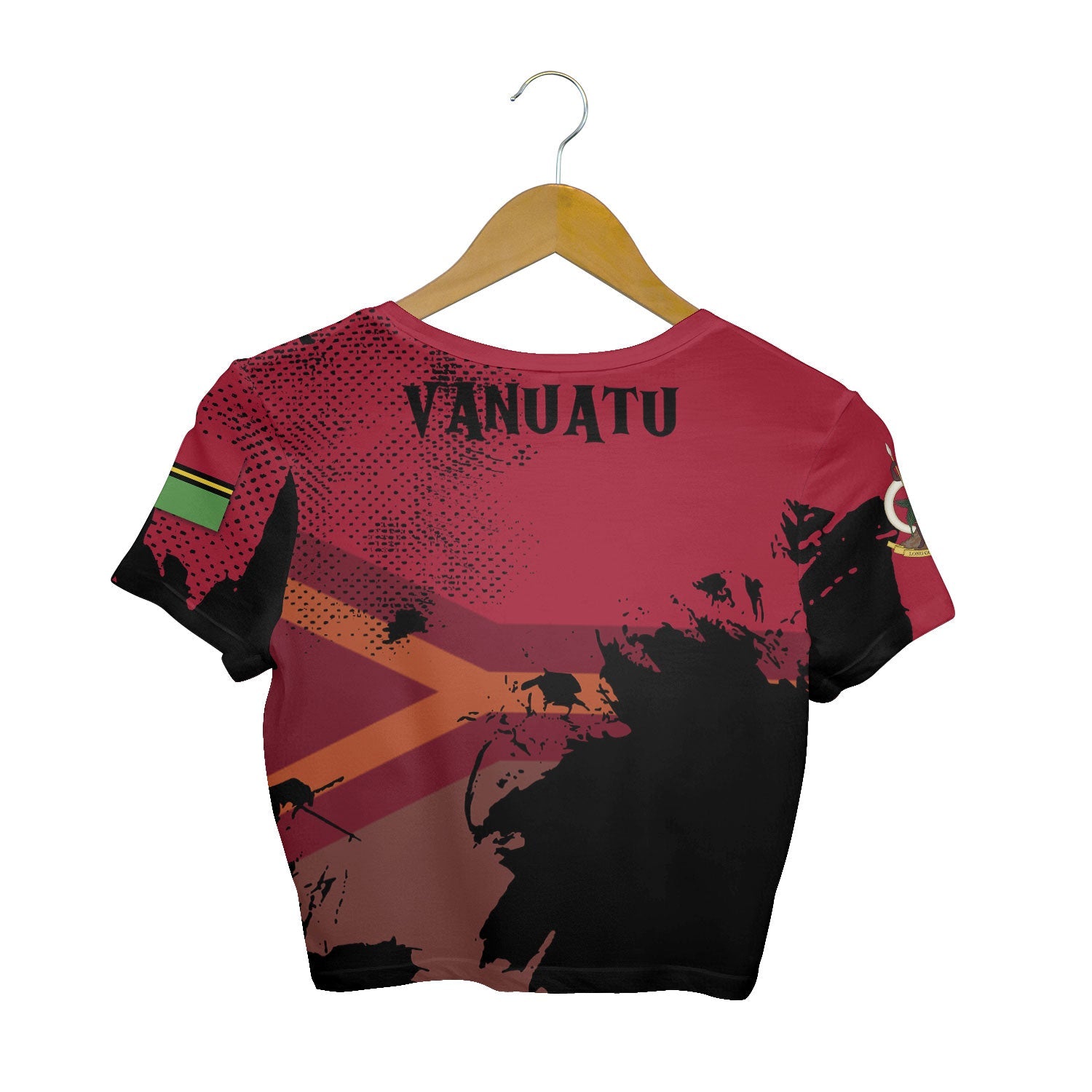 Vanuatu Crop Top T Shirt Flag & Coat Of Arms Paint Style