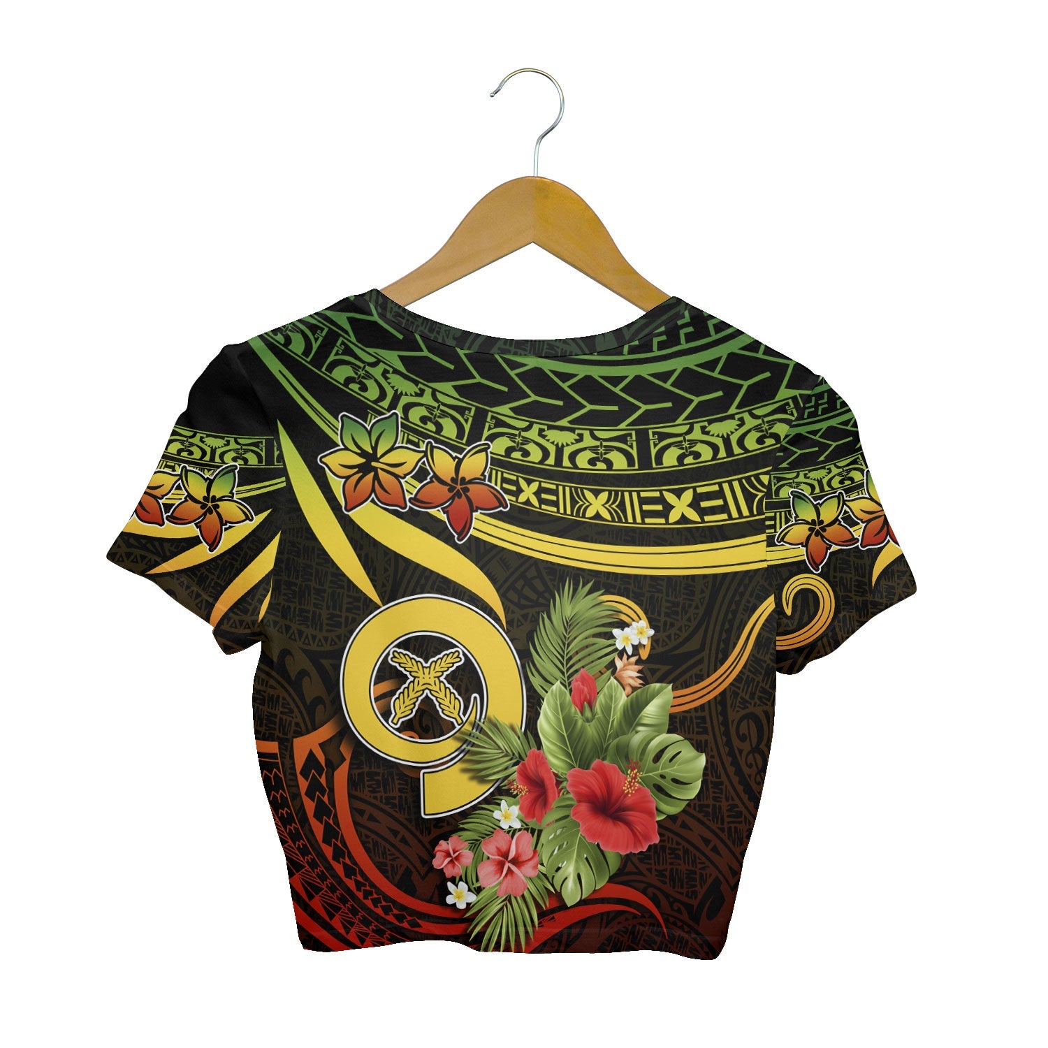 Vanuatu Crop Top T Shirt Polynesian with Flowers Always Proud to be A Ni Van