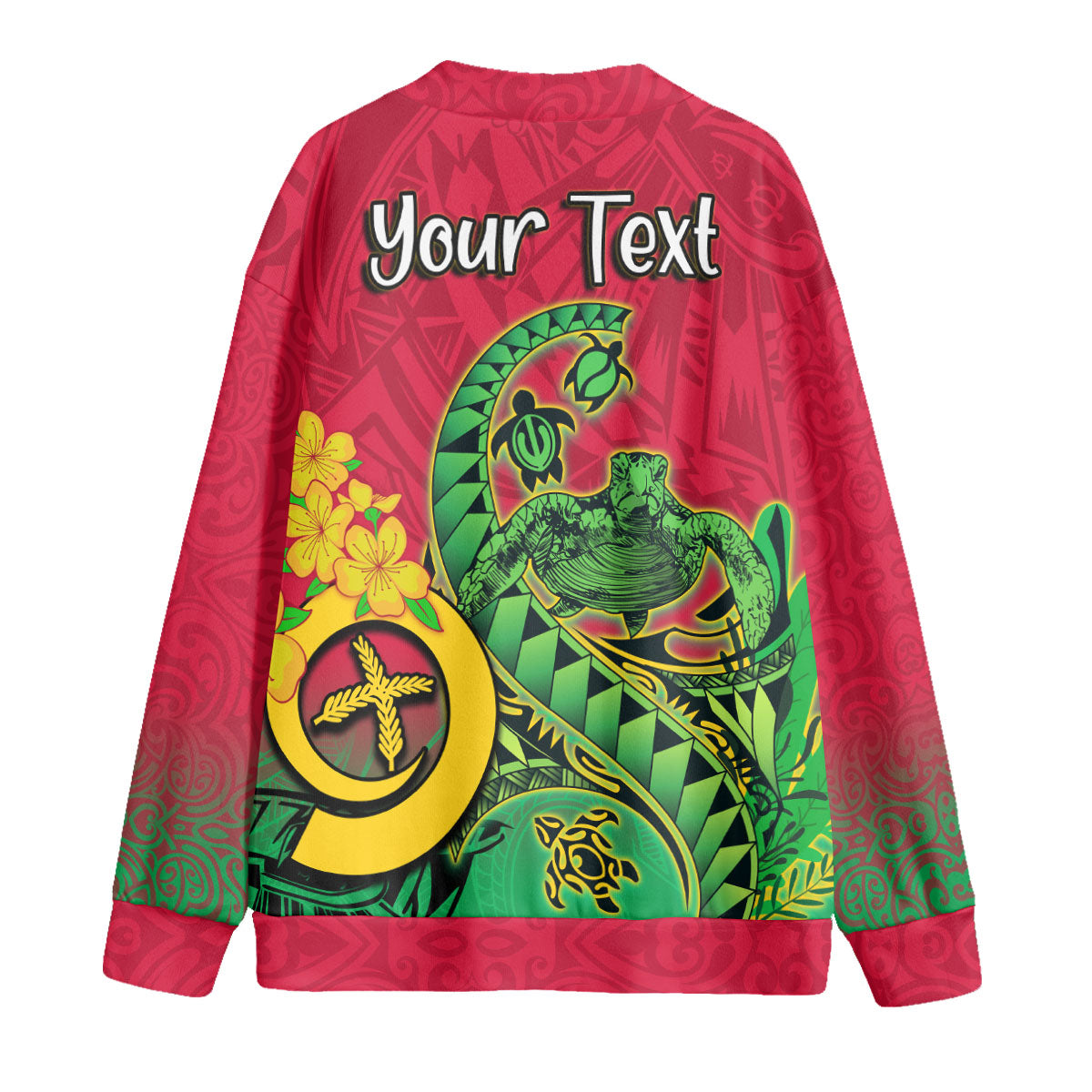 Custom Vanuatu Fleece Cardigan Polynesian Happy Independence Day Turtle Wave