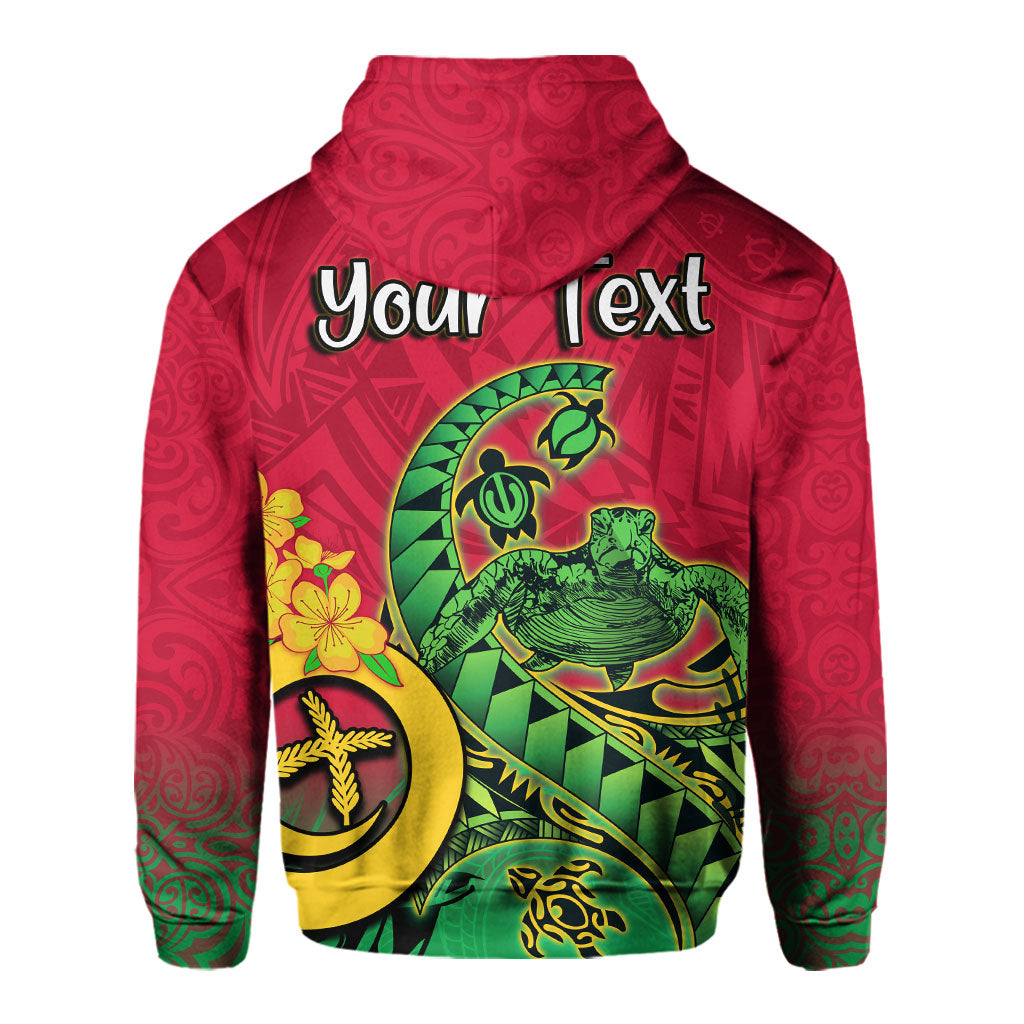 Custom Vanuatu Hoodie Polynesian Happy Independence Day Turtle Wave