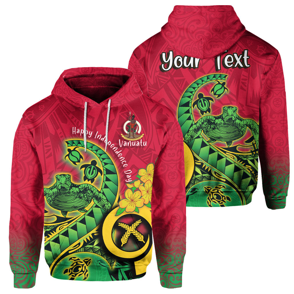 Custom Vanuatu Hoodie Polynesian Happy Independence Day Turtle Wave