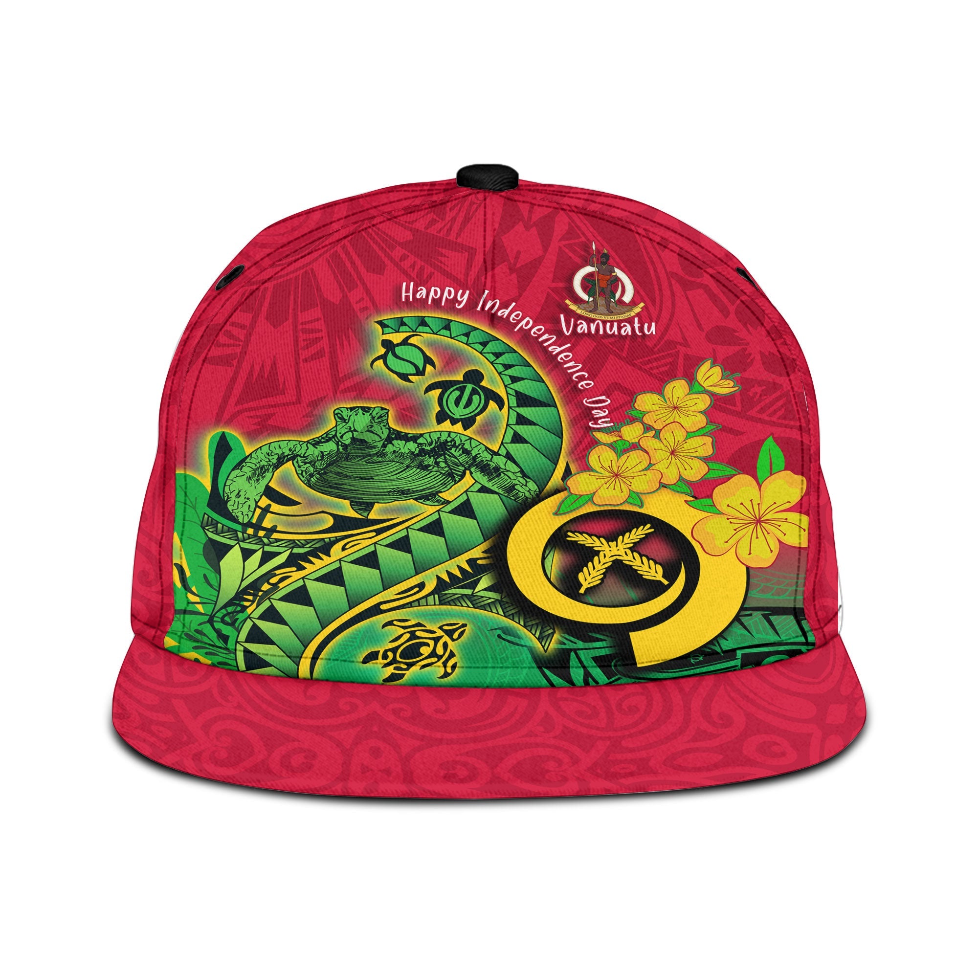 Custom Vanuatu Snapback Hat Polynesian Happy Independence Day Turtle Wave