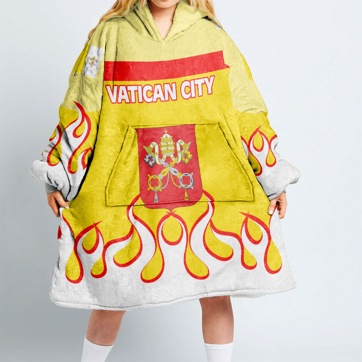 Vatican City Snug Hoodie Flag & Coat Of Arms Fire Hockey Style