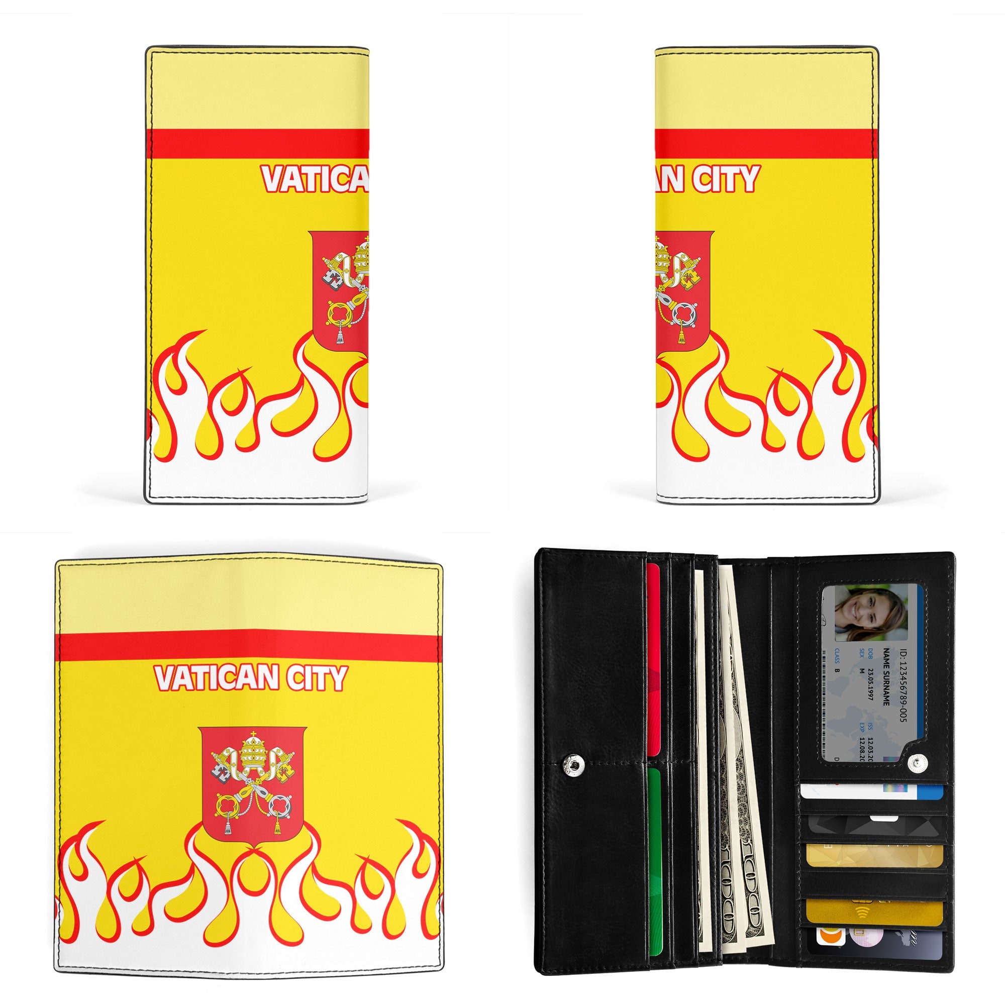 Vatican City Leather Wallet Flag & Coat Of Arms Fire Hockey Style