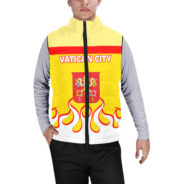 Vatican City Men Padded Jacket Vest Flag & Coat Of Arms Fire Hockey Style