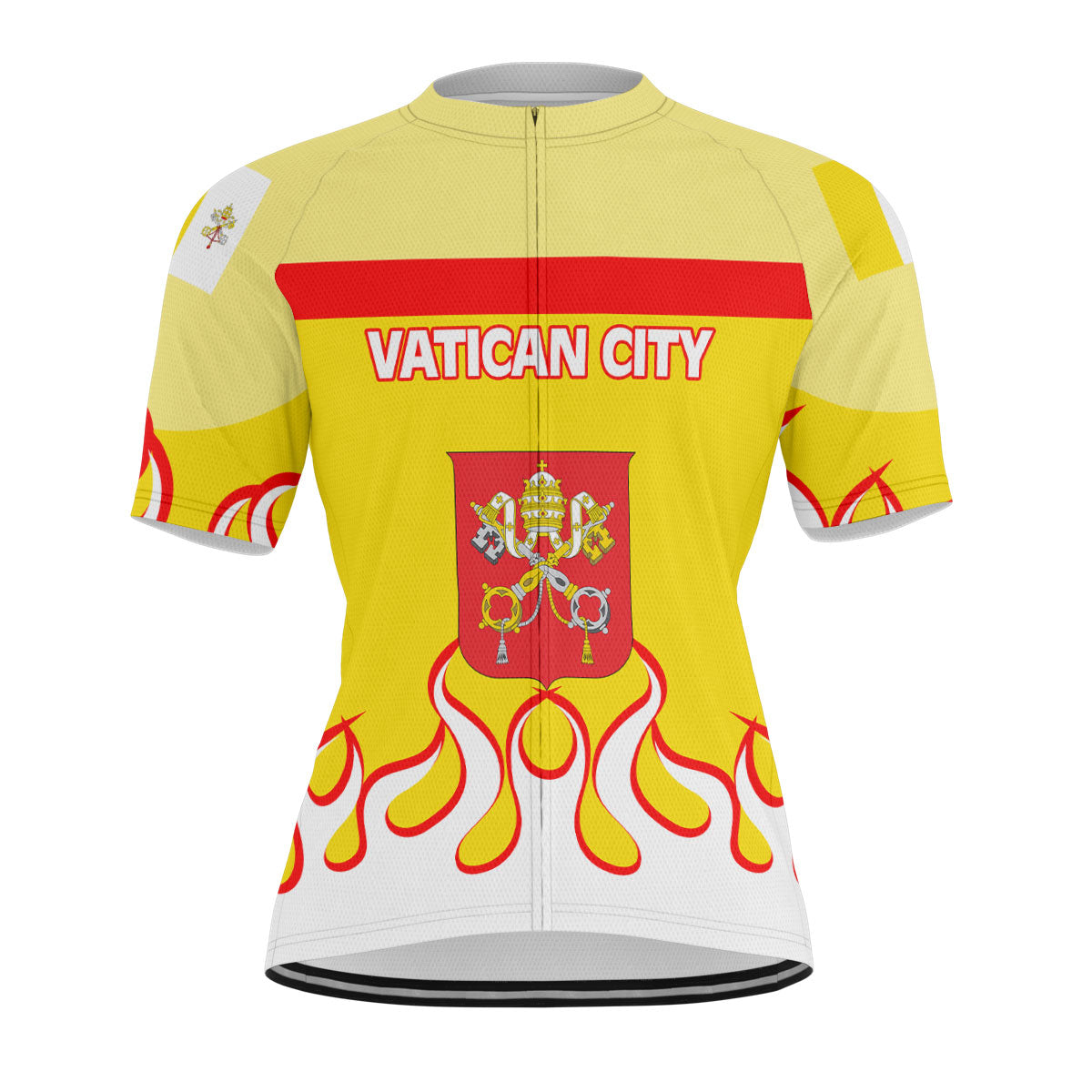 Vatican City Men's Cycling Jersey Flag & Coat Of Arms Fire Hockey Style