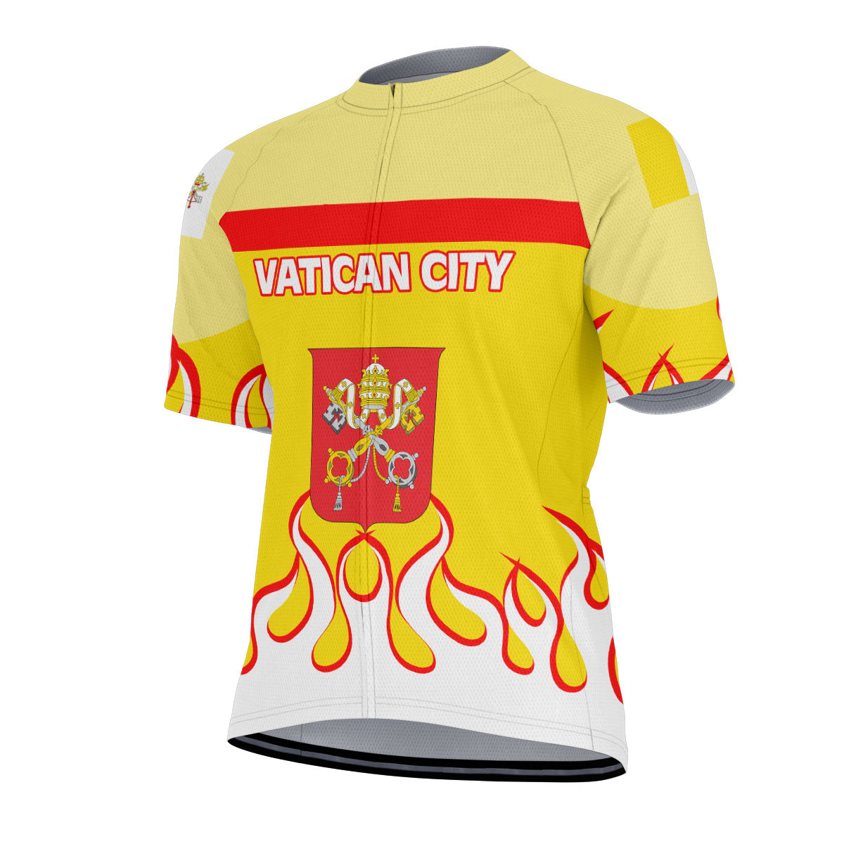 Vatican City Men's Cycling Jersey Flag & Coat Of Arms Fire Hockey Style