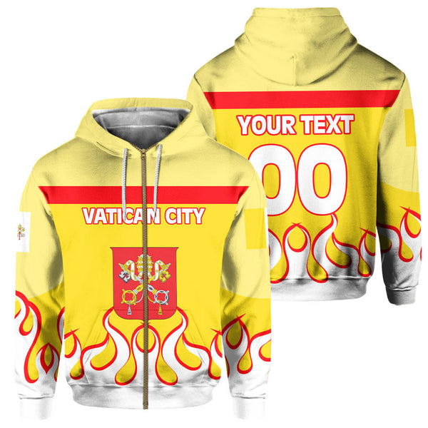 Vatican City Zip Hoodie Flag & Coat Of Arms Fire Hockey Style