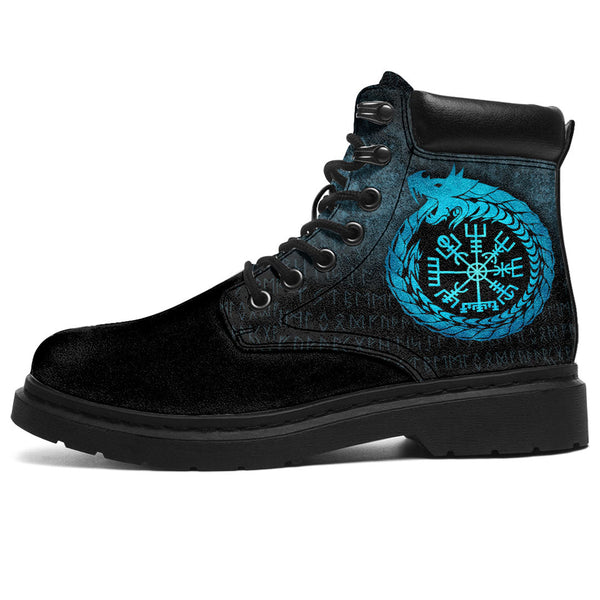 Viking All Season Boots Vegvisir Jormungandr World Serpent Ver01