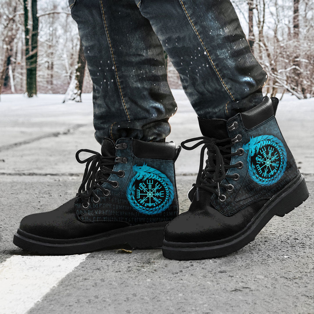 Viking All Season Boots Vegvisir Jormungandr World Serpent Ver02