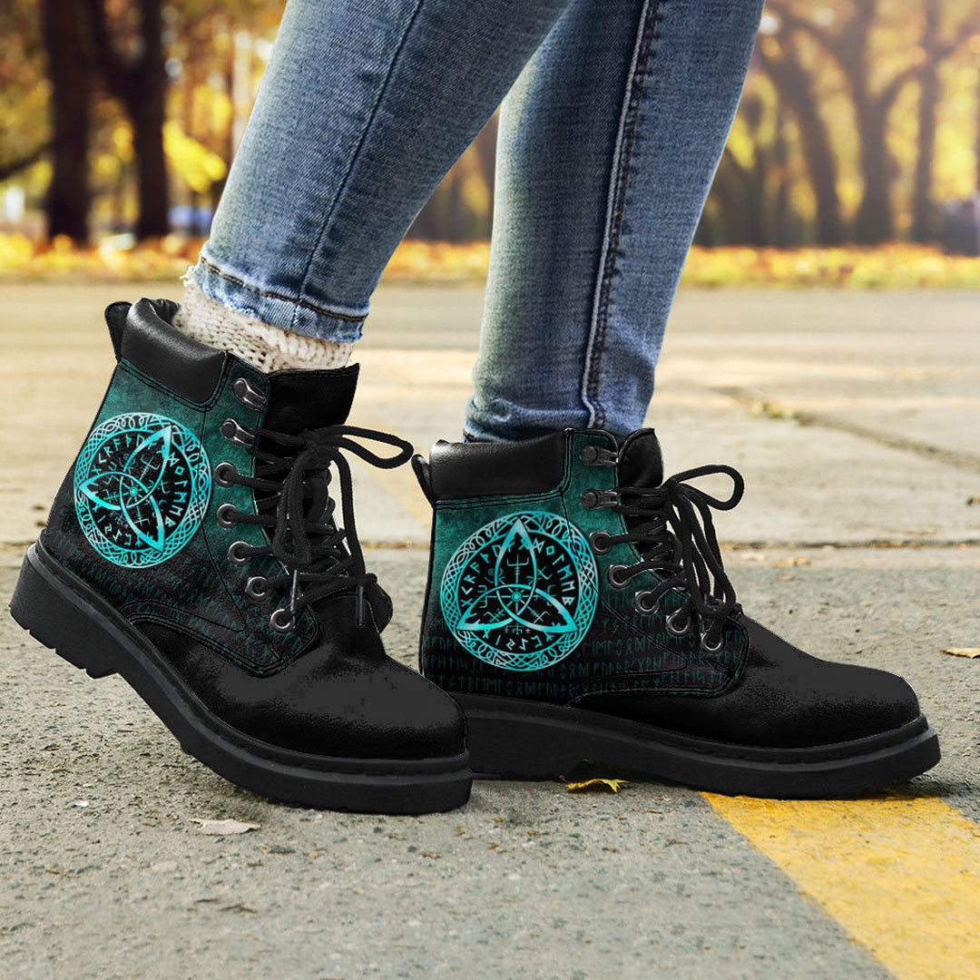 Viking All Season Boots Vegvisir Nordic Viking Rune cyan