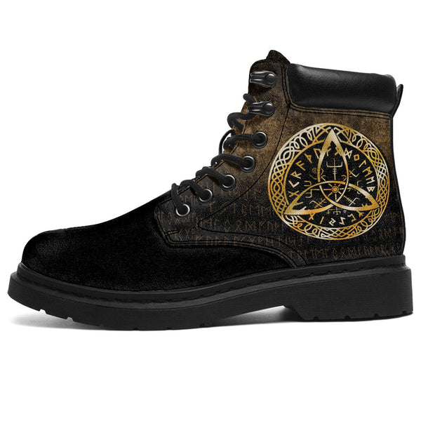 Viking All Season Boots Vegvisir Nordic Viking Rune gold