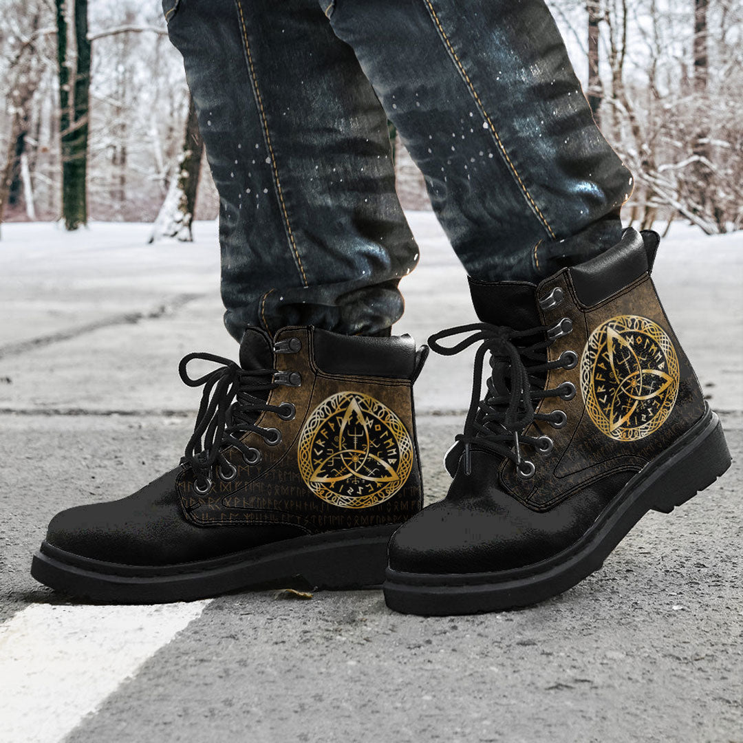 Viking All Season Boots Vegvisir Nordic Viking Rune gold