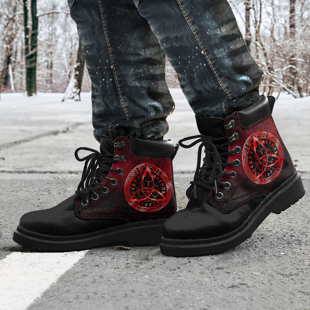 Viking All Season Boots Vegvisir Nordic Viking Rune red