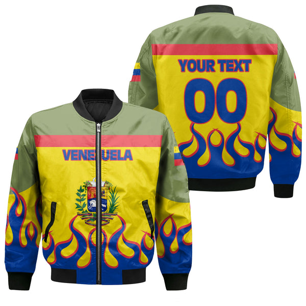 Venezuela Bomber Jacket Flag & Coat Of Arms Fire Hockey Style