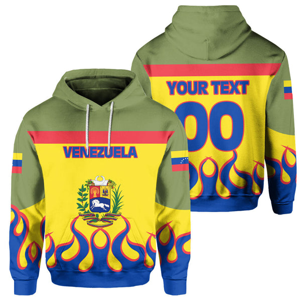 Venezuela Hoodie Flag & Coat Of Arms Fire Hockey Style