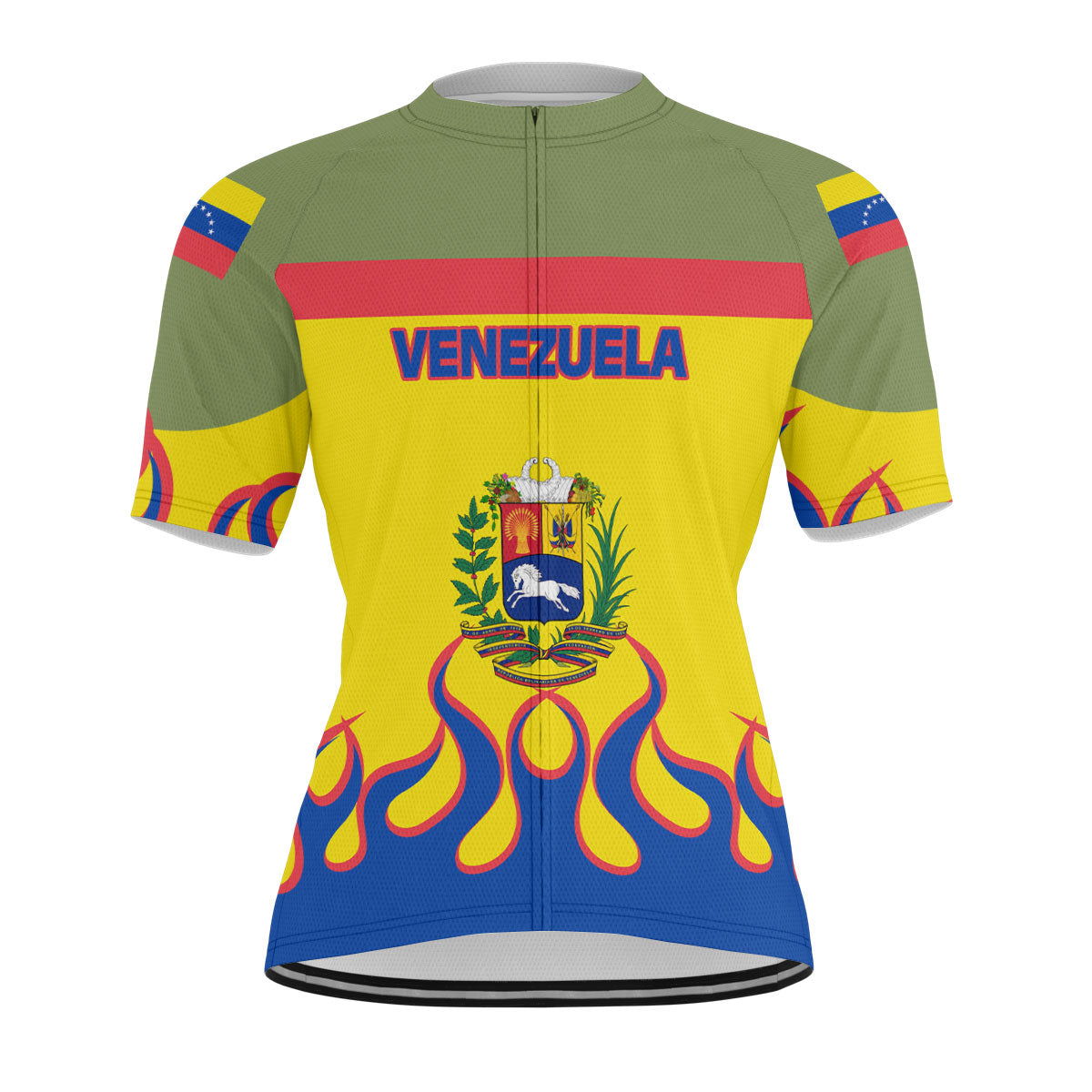 Venezuela Men's Cycling Jersey Flag & Coat Of Arms Fire Hockey Style