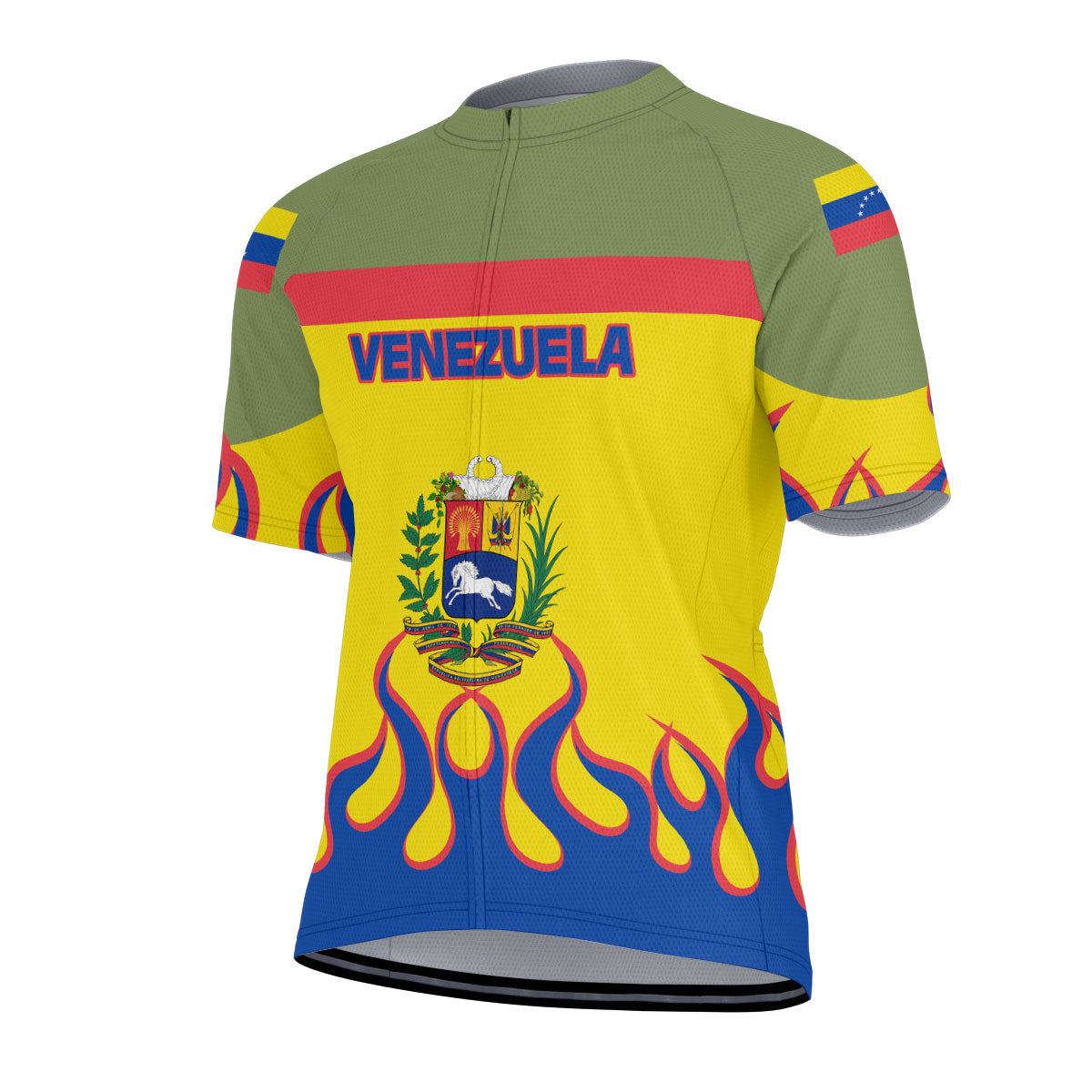 Venezuela Men's Cycling Jersey Flag & Coat Of Arms Fire Hockey Style