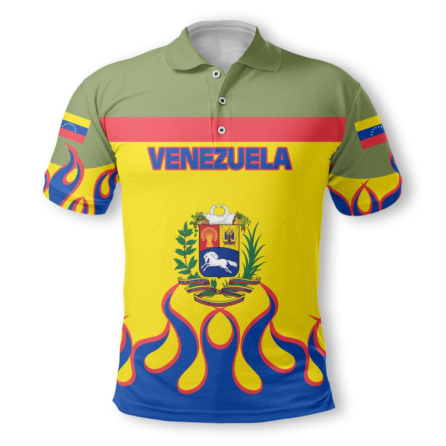 Venezuela Polo Shirt Flag & Coat Of Arms Fire Hockey Style