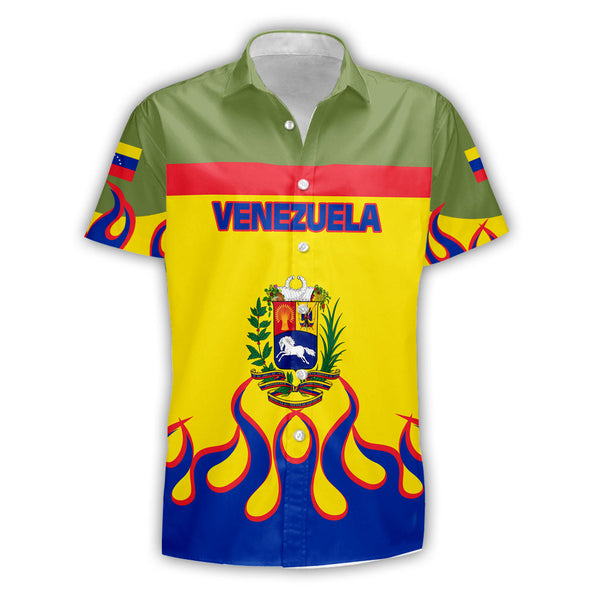 Venezuela Short Sleeve Shirt Flag & Coat Of Arms Fire Hockey Style