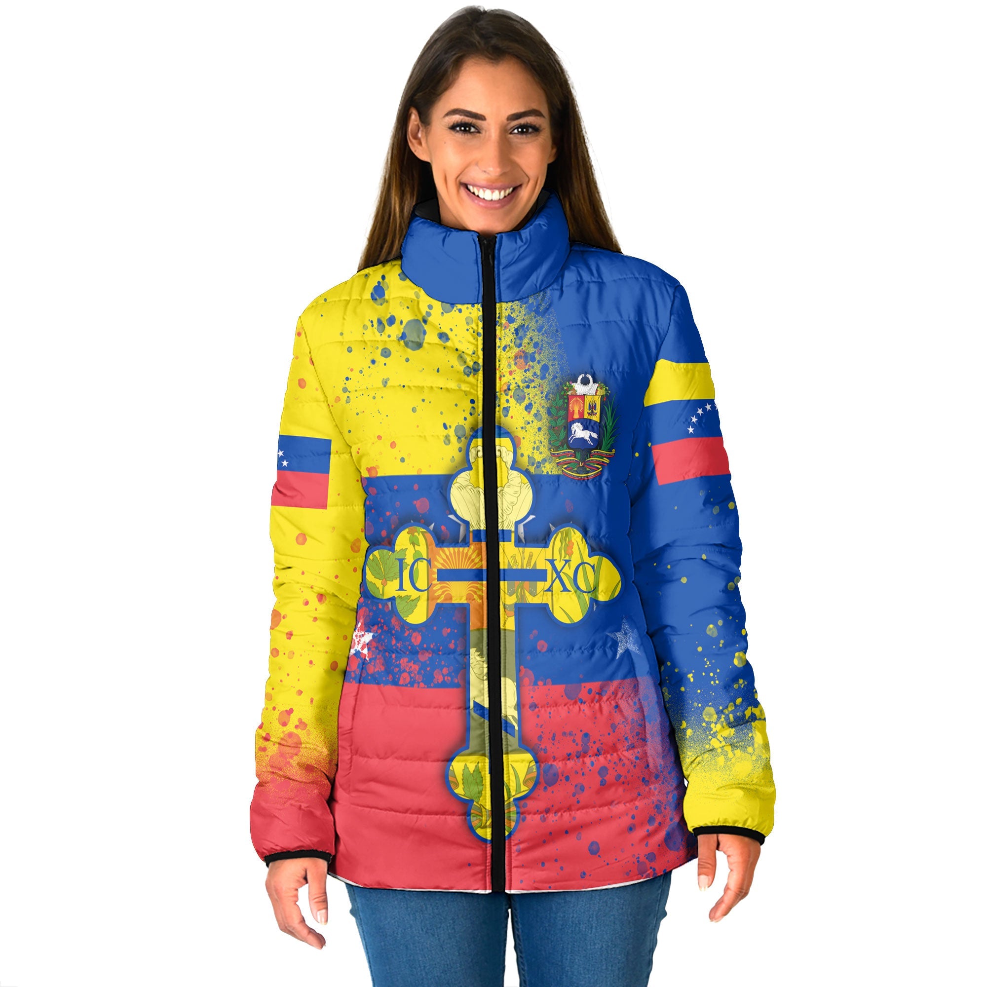 Venezuela Women Padded Jacket Flag & Coat Of Arms Orthodox Style