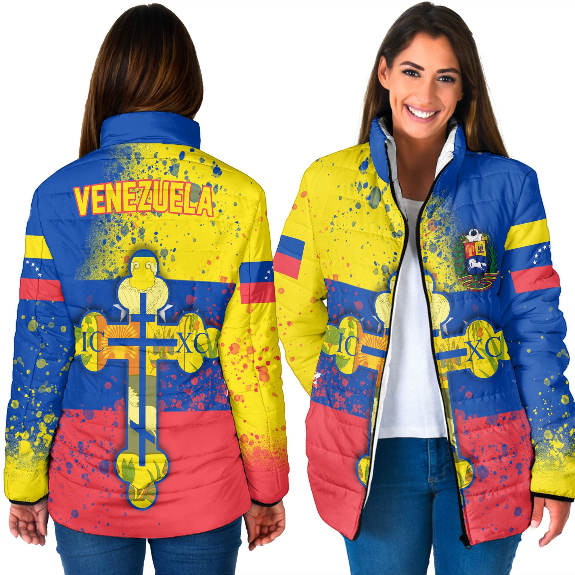 Venezuela Women Padded Jacket Flag & Coat Of Arms Orthodox Style