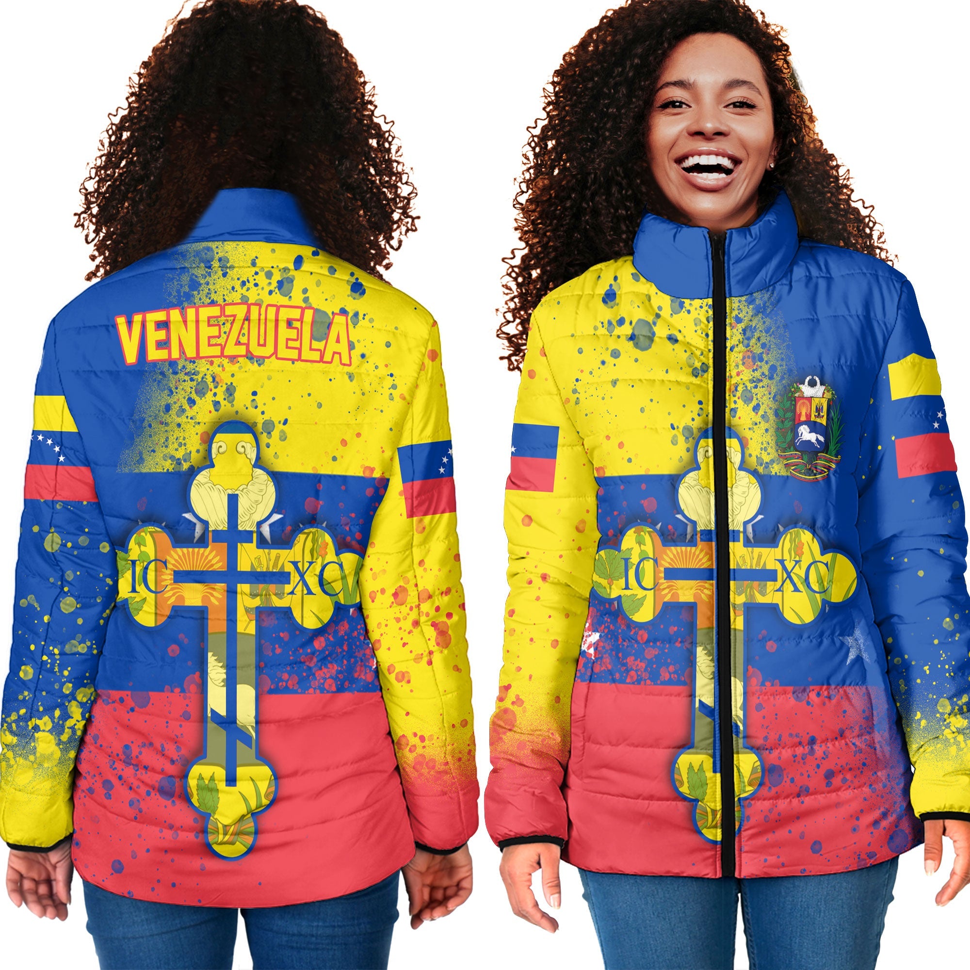 Venezuela Women Padded Jacket Flag & Coat Of Arms Orthodox Style