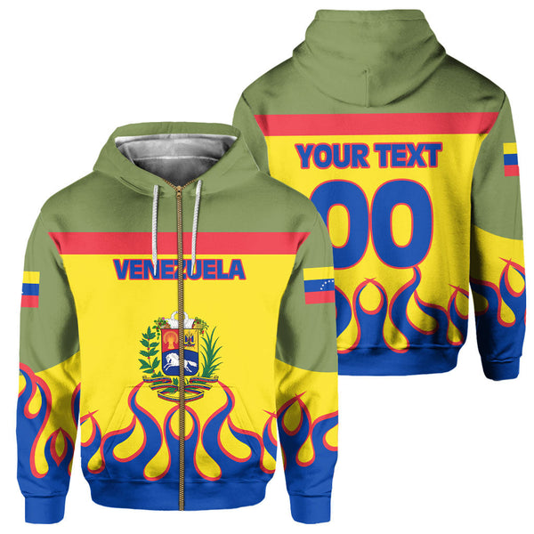 Venezuela Zip Hoodie Flag & Coat Of Arms Fire Hockey Style