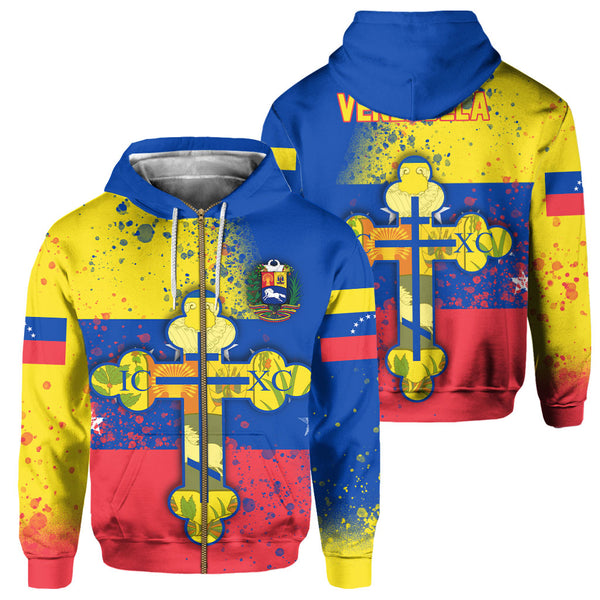 Venezuela Zip Hoodie Flag & Coat Of Arms Orthodox Style