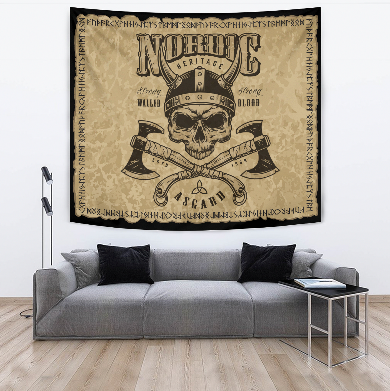 Viking Tapestry Nordic Head With Axe