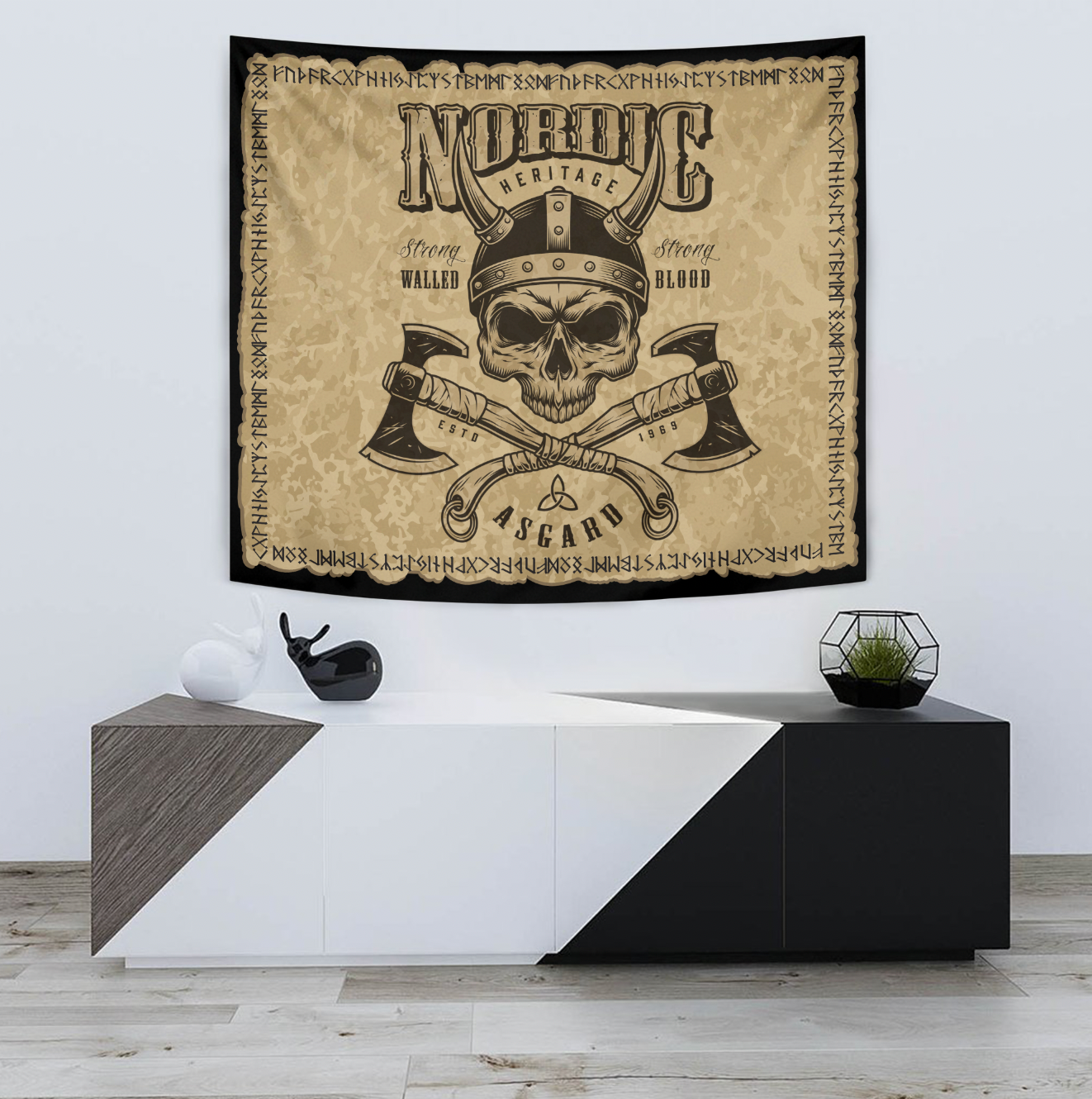 Viking Tapestry Nordic Head With Axe