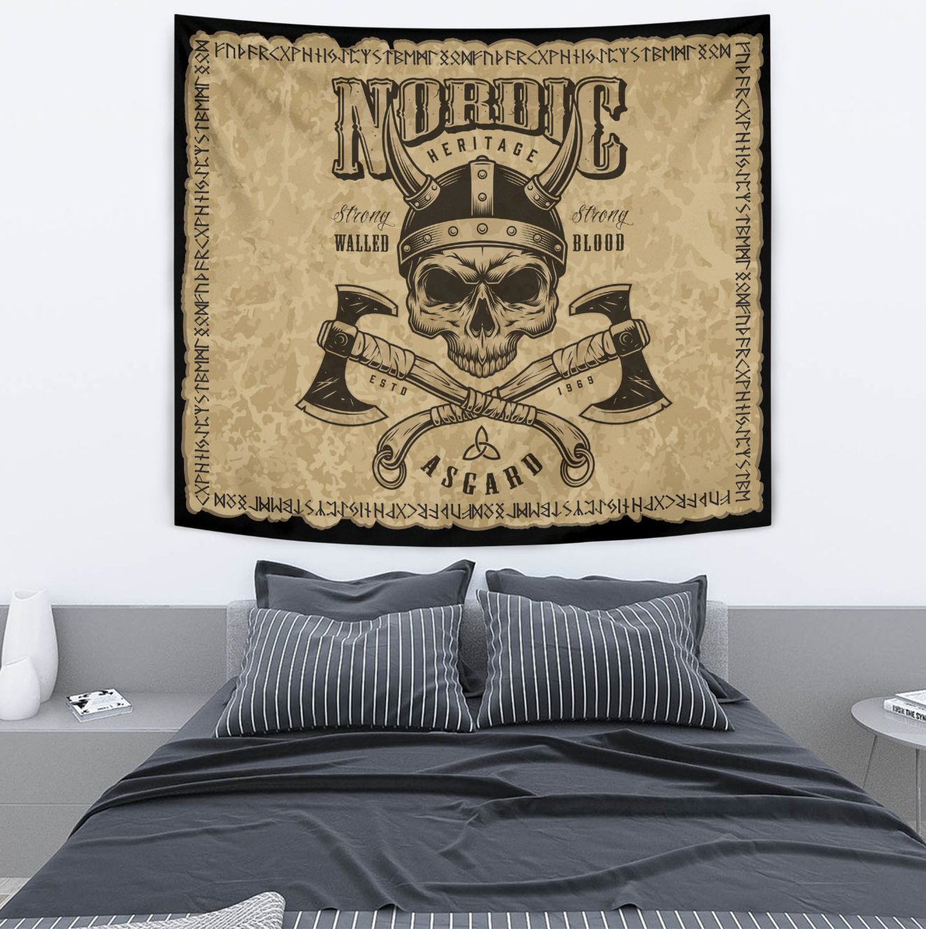 Viking Tapestry Nordic Head With Axe