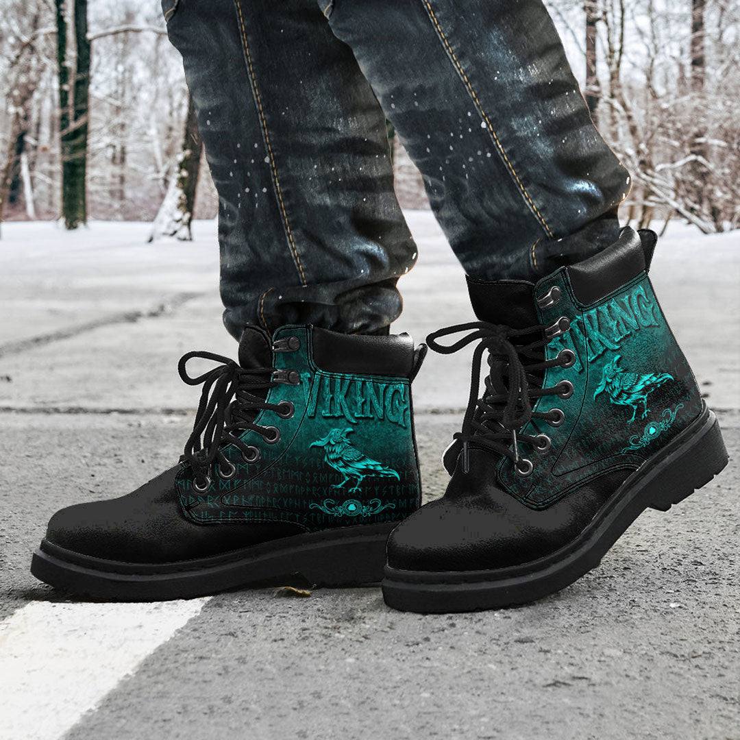 Viking All Season Boots Raven Bird Nordic Style Norseman Ver02