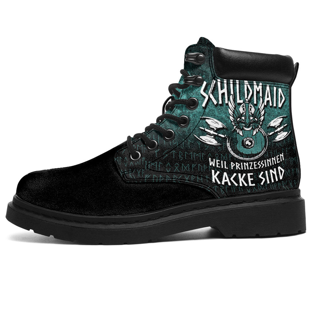 Viking All Season Boots Shield Maiden Quote