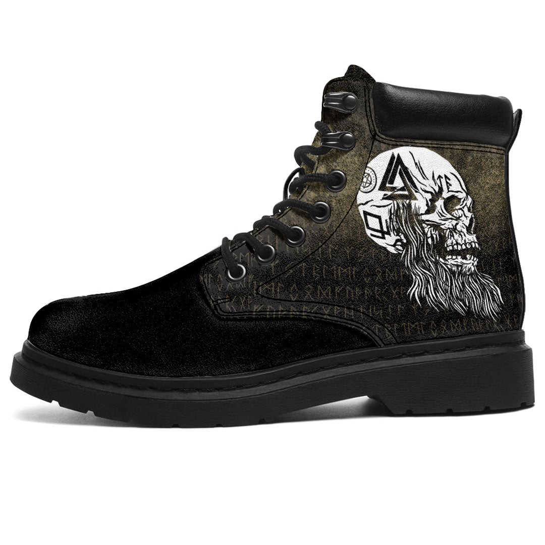 Viking All Season Boots Skull With Tattoos And Long Beard