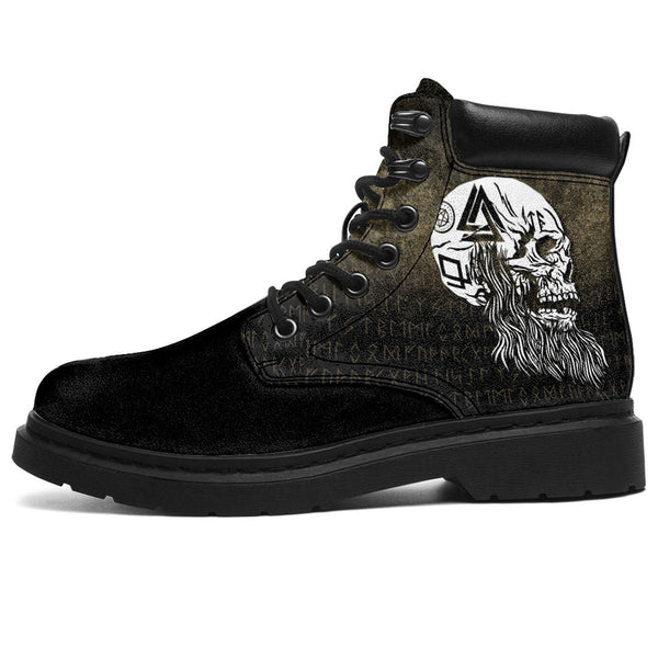 Viking All Season Boots Skull With Tattoos And Long Beard