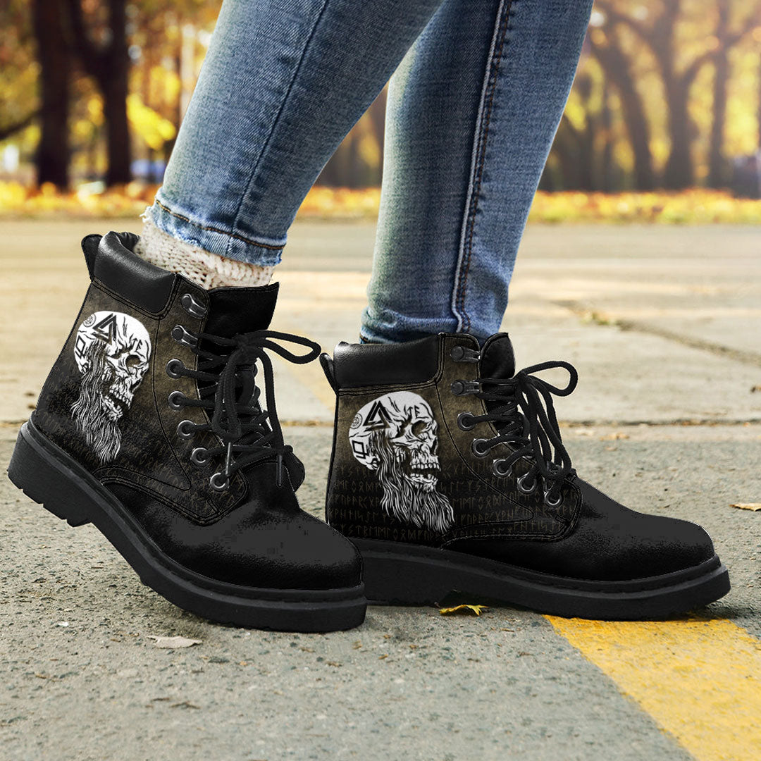 Viking All Season Boots Skull With Tattoos And Long Beard