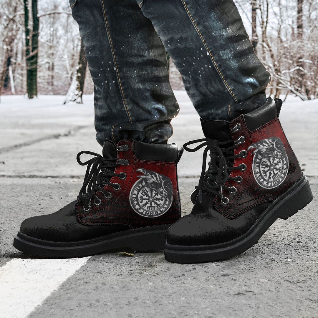 Viking All Season Boots Vegvisir Rune With Crow