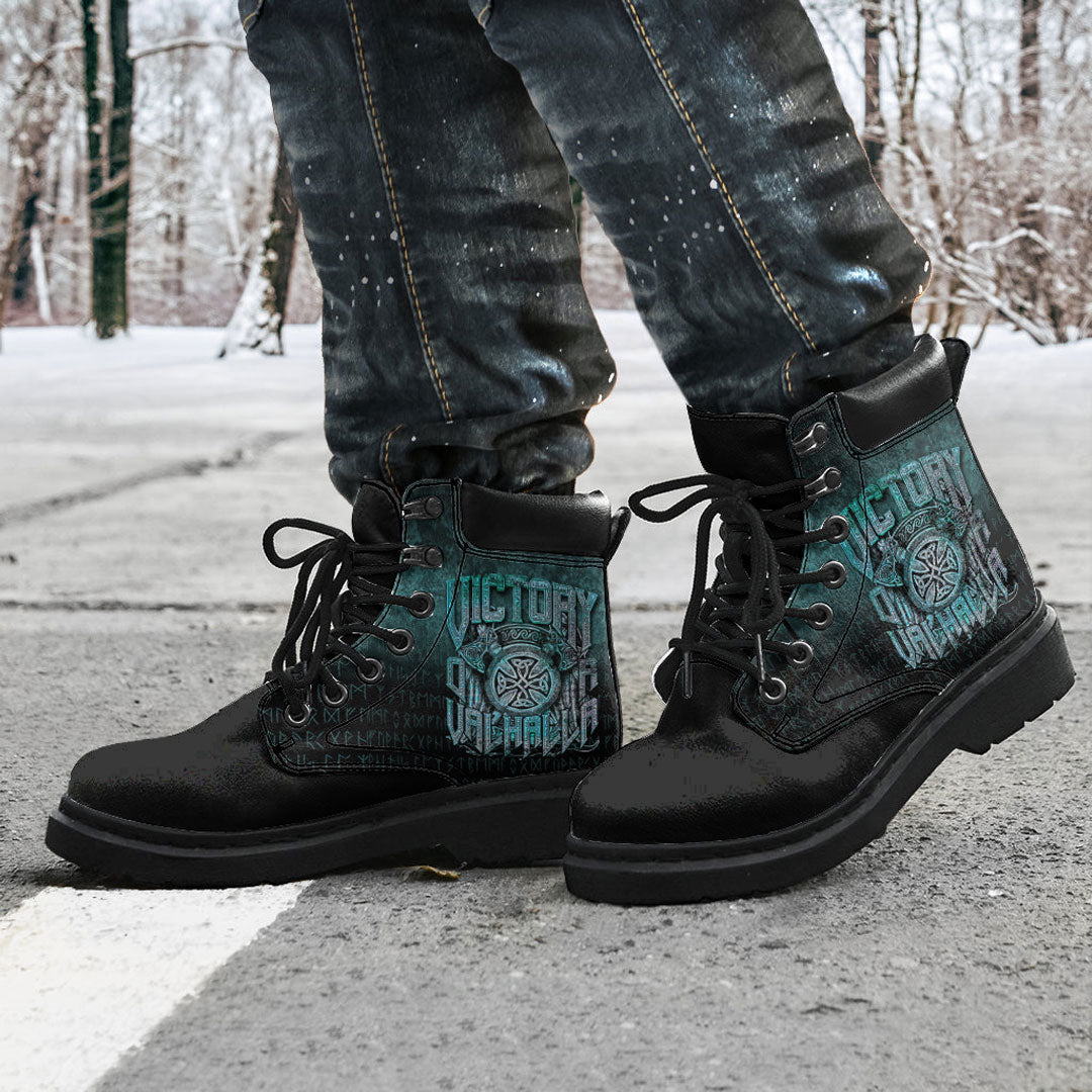 Viking All Season Boots Victory or Valhalla Axe Shield Cyan