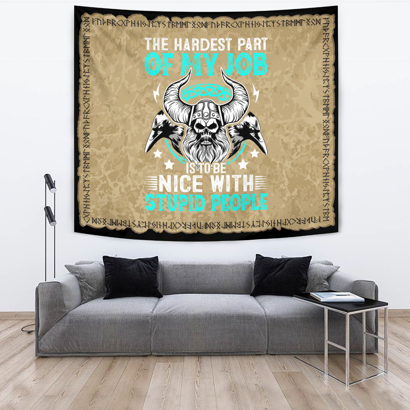 Viking Tapestry Warrior Head With Raven