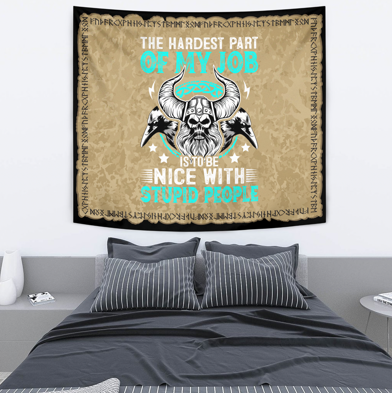 Viking Tapestry Warrior Head With Raven