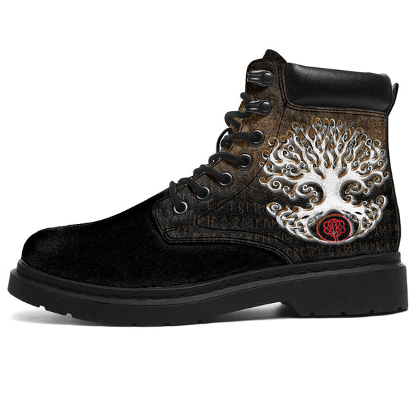 Viking All Season Boots Yggdrasil Symbol Sacred Tree Norse Mythology