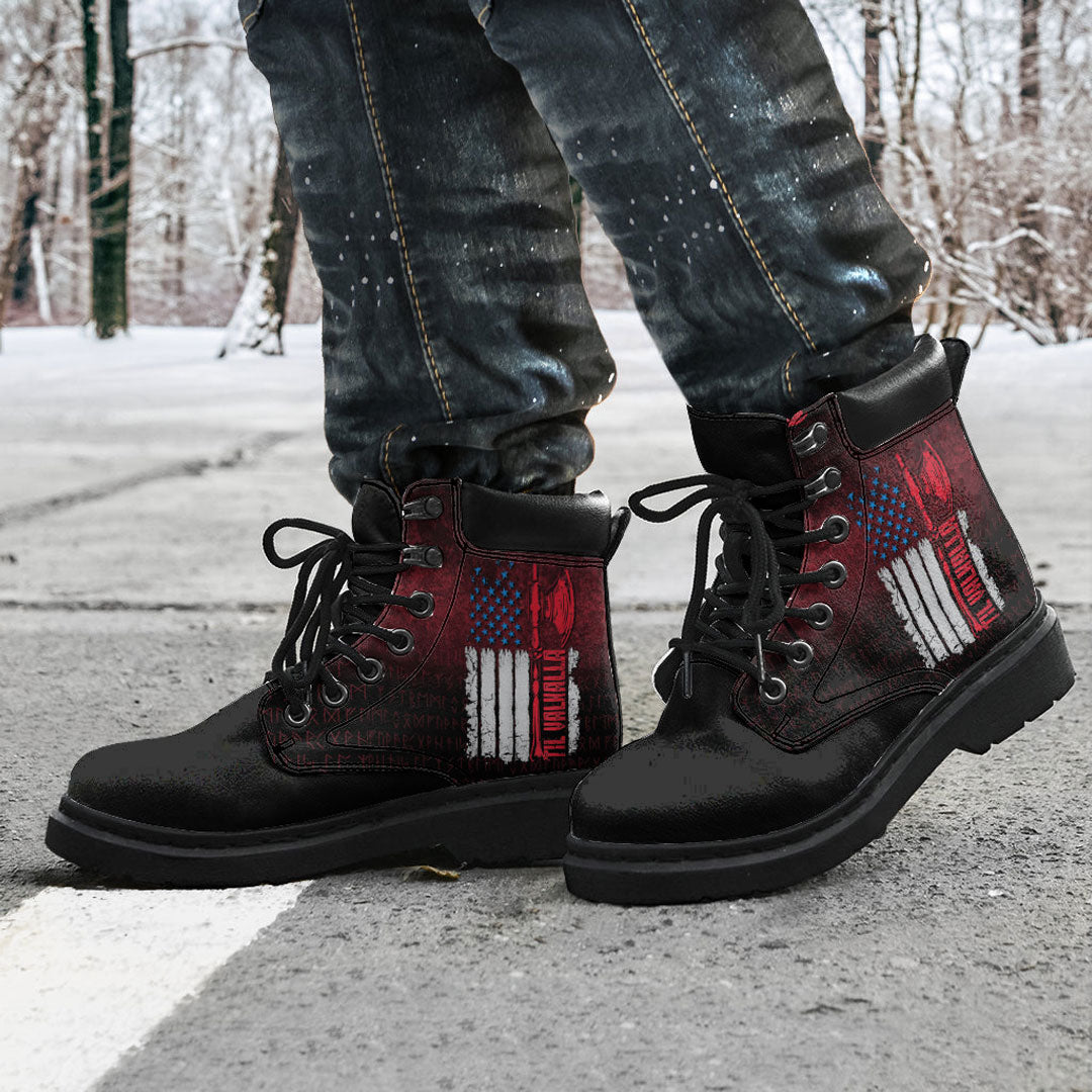 Viking All Season Boots Til Valhalla Patriotic Viking Us Flag