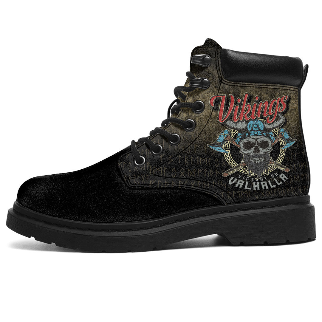 Viking All Season Boots Victory Or Valhalla Skull With Crossed